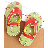 Cute Walk by Babyhug Marvel Flip Flops With Back Strap Avengers Print - Red & Green