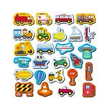 MiniLeaves Mini Leaves 26 Pieces Transport Full Magnetic Fridge Magnets for Kids- Car, Bus, Boat, UFO with Traffic Sign Board for whiteboard