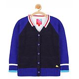 Cherry Crumble By Nitt Hyman Cherry Crumble California V Neck Color Block Cardigan - Blue