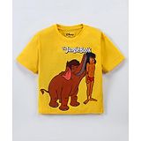 Babyhug Disney Cotton Knit Half Sleeves T-Shirt With Jungle Book Graphics - Yellow