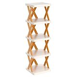 House of Quirk Plastic 5 Tier Shoes StandShoe Tower Rack Suit For Small SpacesClosetSmall EntrywayEasy Assembly And Stable In StructureCorner Storage Cabinet For Saving Space  - Orange