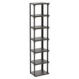 House of Quirk Plastic Narrow Shoe Tower 7 Tier Shoe Rack Multipurpose Shoe Rack Shoe Rack Storage Containers Slim Shoe Rack For Entryway Living Room Bedroom  - Black