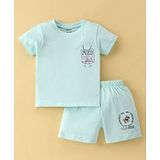 Cucumber Cotton Half Sleeves Polo Sport Printed T-Shirt & Shorts Set - Mint Green