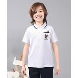 One Friday Marvels Featuring Half Sleeves Spiderman Embroidered Polo T-Shirt - White