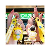 WISHKEY Astronaut and Dragon-Themed Keychain with Sticky Hooks, Accessories Keyrings with Hand strap for Bag pack, Purse, Cute Silicone Keyrings for Kids and Adults, (Pack of 2, Assorted)