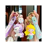 WISHKEY Mermaid and Unicorn-Themed Keychain with Sticky Hooks, Accessories Keyrings with Hand strap for Bag pack, Purse, Cute Silicone Keyrings for Kids and Adults, (Pack of 2, Assorted)