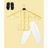 Naughty Ninos Cotton Full Sleeves Tie Dye Kurta & Pyjama Set - Yellow