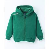 Little Kangaroos Knitted Full Sleeves Solid Color Hooded Sweatjacket - Green