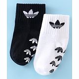 Adidas Kids Cotton Knit Ankle Length  Socks With Logo Design Pack of 2 - Black & White