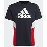 Adidas Kids Knitted Half Sleeves T-Shirt Logo Print - Navy Blue