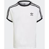 Adidas Kids Cotton Knit Half Sleeves Striped T-Shirt With Logo Print- White