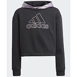 Adidas Kids Cotton Knit Full Sleeves Hooded Sweatshirt with Brand Logo & Text Print - Black