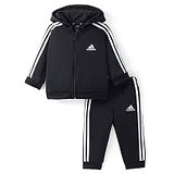 Adidas Kids Knit Full Sleeves Hooded T-Shirt & Track Pant With Logo Print-Black