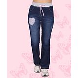 Cutecumber Mild Wash & Heart Embellished Jeggings - Blue