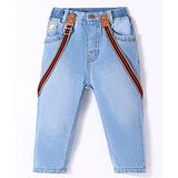 Little Kangaroos Denim Full Length Jeans  With Suspender Belt - Ice Blue