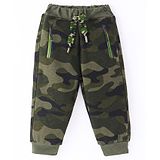 Little Kangaroos 100% Cotton Knit Full Length Lounge Pant with Camouflage Print - Olive Green