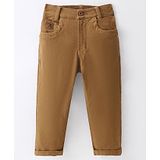 Little Kangaroos Little Kangaroo Cotton Full Length Trouser Solid Colour - Brown