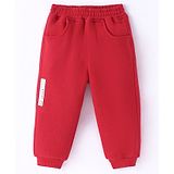 Little Kangaroos Full Length Lounge Pant with Text Print - Red