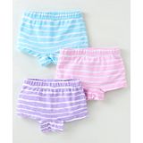 Bodycare Cotton Knit Hipster Panties with Stripes Pack of 3 - Blue Pink & Purple