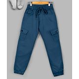 Naughty Ninos Organic Cotton Solid  Cargo Pant - Teal Blue