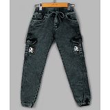 Naughty Ninos Numericals Printed Denim Cargo Pant - Green