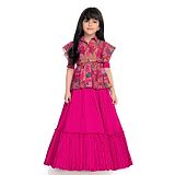 Betty By Tiny Kingdom Half Sleeves Beads Work Embellished Gown - Pink