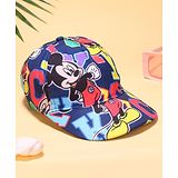 Babyhug Disney Cotton Knit Mickey Mouse Printed Summer Cap - Navy Blue