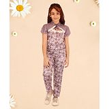 Cutecumber Half Sleeves Floral Printed Coordinating  Top & Pant Set - Grey