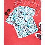 Pantaloons Junior Rayon Half Sleeves Nautical Theme Printed Shirt - Bright White