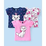 Babyhug Disney Cotton Knit Half Sleeves Tops with Aristocats Marie Graphics Pack Of 3 - Multicolour