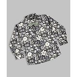 Actuel Full Sleeves Floral Printed Shirt With Detachable Bow - Black Green & Grey