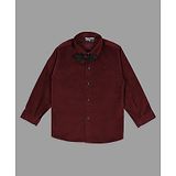 Actuel Full Sleeves Solid Shirt With Detachable Bow - Maroon