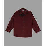 Actuel Full Sleeves Solid Shirt With Detachable Bow - Maroon