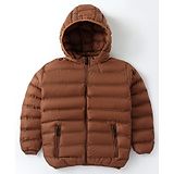 Little Kangaroos Full Sleeves Padded & Hooded Jacket with Pocket Solid Colour - Rust