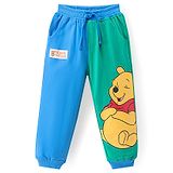 Babyhug Disney Cotton Knit Full Length Track Pant with Winnie The Pooh Graphics & Pocket Detailing  - Green & Blue