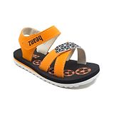 Beanz Abstract  Designed Velcro Closure Sandals -  Black & Orange