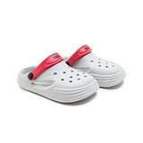 Beanz Perforated Clogs - Light Grey & Red