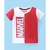 Babyhug Marvel Single Jersey Knit Half Sleeves T-shirt with Back Avengers Graphics - White & Red