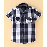 Ruff Twill Woven Half Sleeves Checks  Shirt - Navy Blue