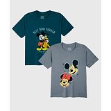 Nap Chief Mickey & Friends Featuring Pack of 2 Half Sleeves Characters Printed Tees - Pale Blue & Light Grey