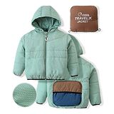 Little Kangaroos Woven Full Sleeves Solid Hooded Jacket - Green