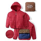 Little Kangaroos Woven Full Sleeves Solid Hooded Jacket - Red