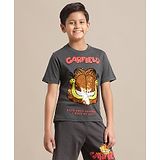 Kidsville Garfield Featuring Half Sleeves Character Embellished Tee - Grey