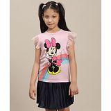 Kidsville Mickey & Friends Featuring Frill Sleeves Minnie Mouse Printed Top - Pink