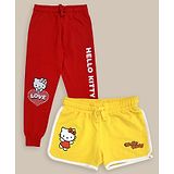 Kidsville Pack Of 2 Hello Kitty Featuring Character Printed Shorts With Joggers - Red & Yellow