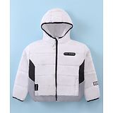 Little Kangaroos Full Sleeves Hooded Padded Jacket - White