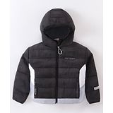 Little Kangaroos Full Sleeves Hooded Padded Jacket - Black