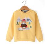 Little Kangaroos Cotton Full Sleeves Sweatshirt with Bear Embroidery Detailing - Yellow