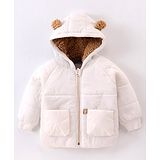 Little Kangaroos Raglan Sleeves Padded Hooded Winter Jacket - White