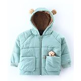 Little Kangaroos Full Sleeves Padded Hooded Winter Jacket - Pista